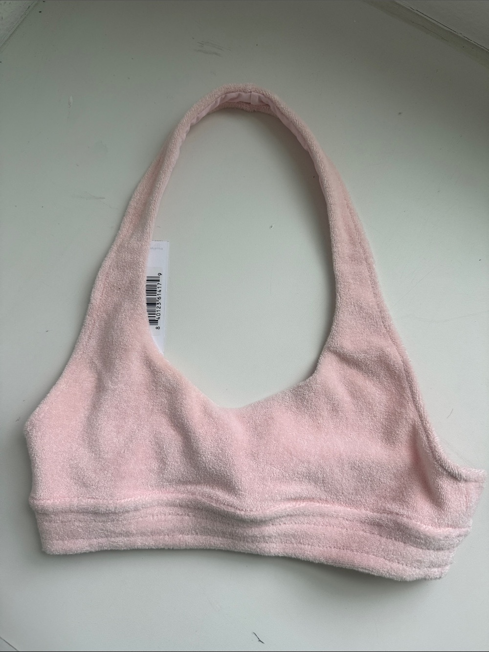 Frankie's Bikinis Light Pink Terry Halter Bralette